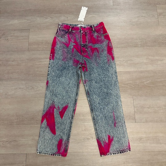 KSENIA SCHNAIDER Denim Straight High-Rise Acid Wash Jeans NWT - Picture 1 of 7